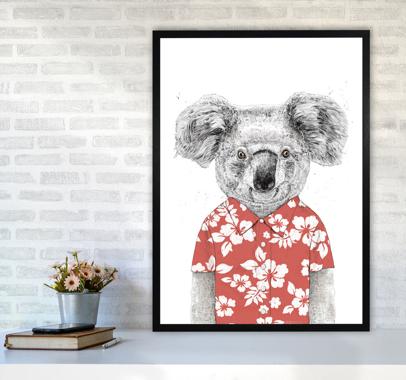 Summer Koala Red Animal Art Print by Balaz Solti A1 White Frame