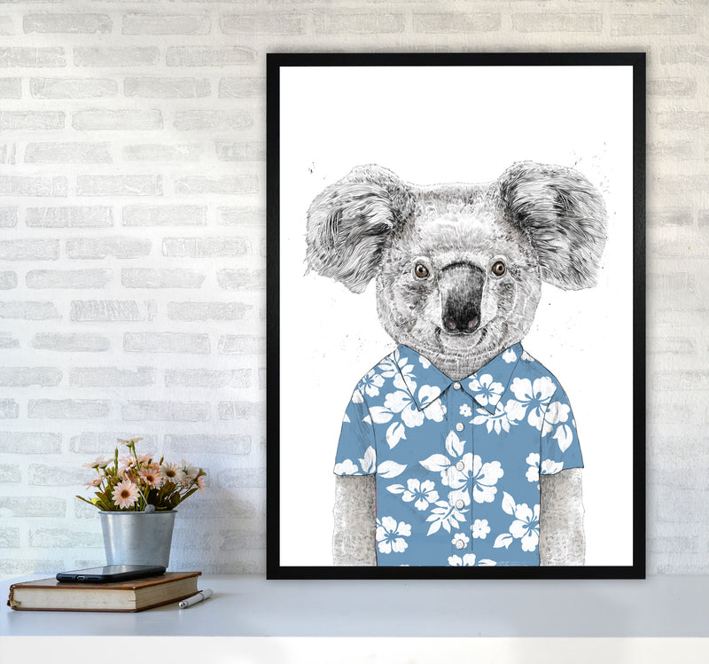 Summer Koala Blue Animal Art Print by Balaz Solti A1 White Frame