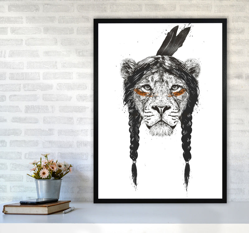 Warrior Lion Animal Art Print by Balaz Solti A1 White Frame