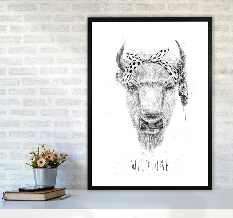 Wild One Buffalo Animal Art Print by Balaz Solti A1 White Frame