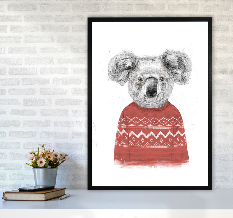 Winter Koala Red Animal Art Print by Balaz Solti A1 White Frame