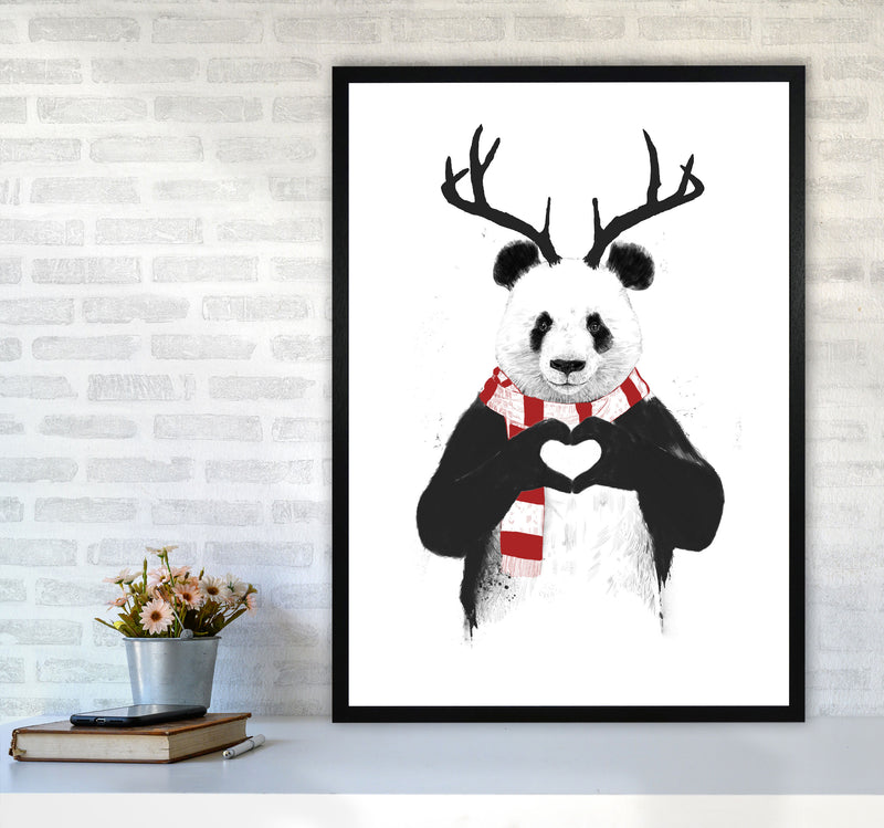 Christmas Panda Animal Art Print by Balaz Solti A1 White Frame