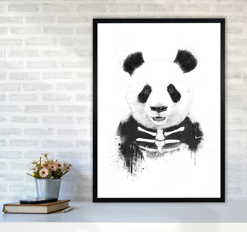 Zombie Panda Animal Art Print by Balaz Solti A1 White Frame