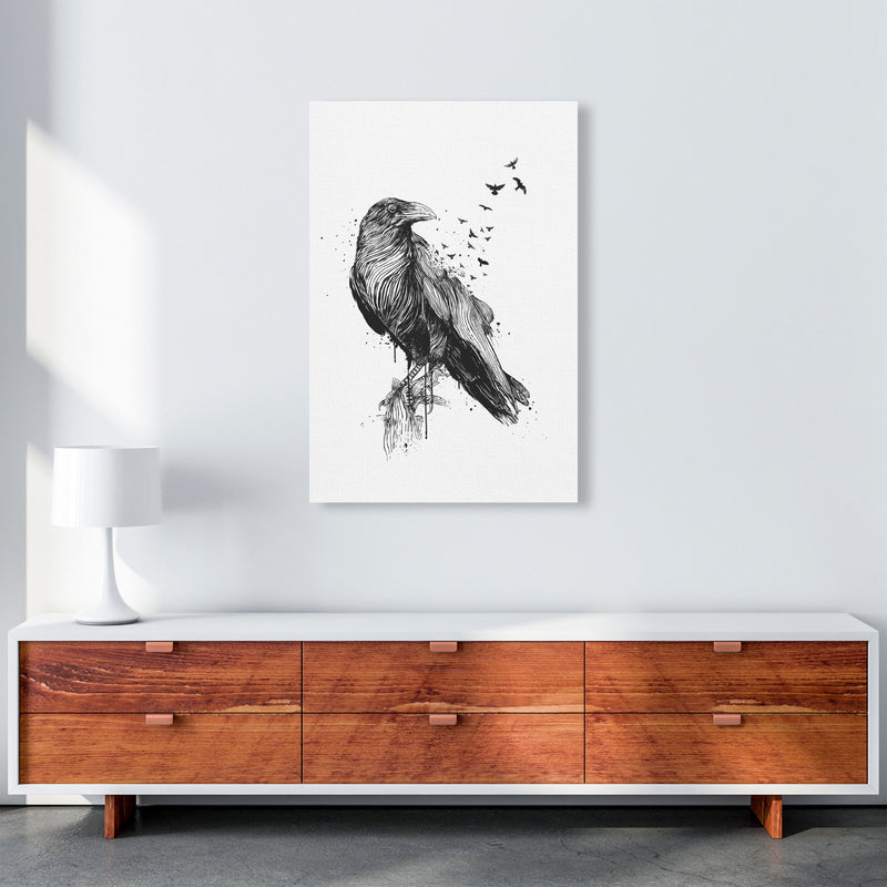 Born To Be Free Raven B&W Animal Art Print by Balaz Solti A1 Canvas