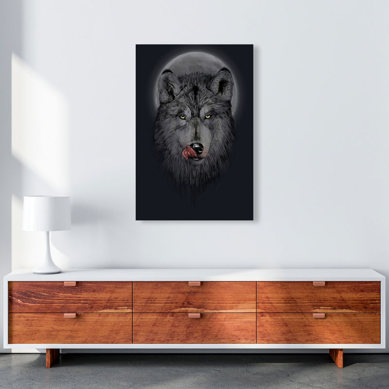 Dinner Time Wolf Night Animal Art Print by Balaz Solti A1 Canvas