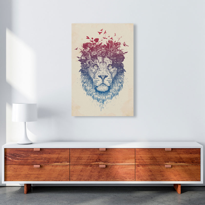 Floral Lion Animal Art Print by Balaz Solti A1 Canvas