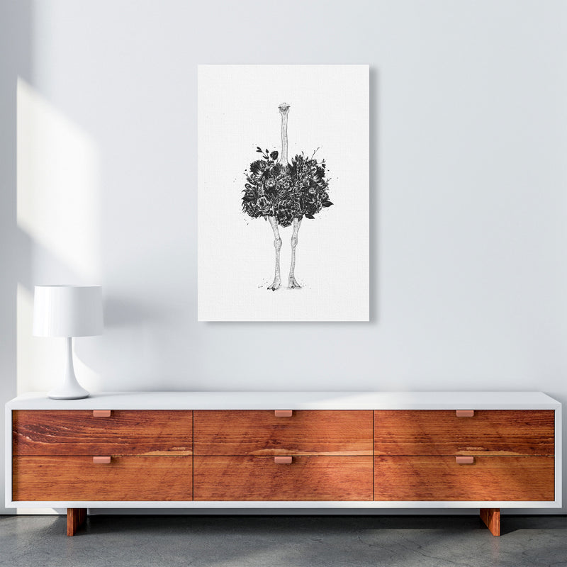 Floral Ostrich Animal Art Print by Balaz Solti A1 Canvas