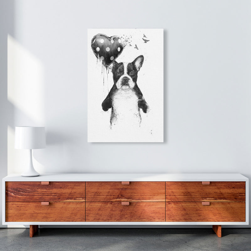 My Heart Goes Boom Bulldog Animal Art Print by Balaz Solti A1 Canvas