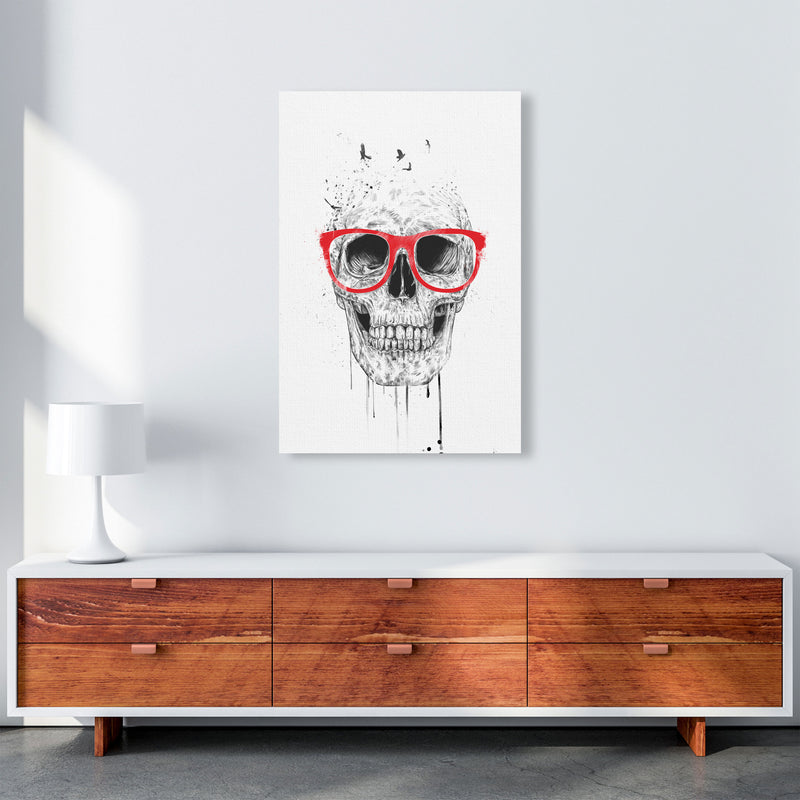 Skull With Red Glasses Art Print by Balaz Solti A1 Canvas