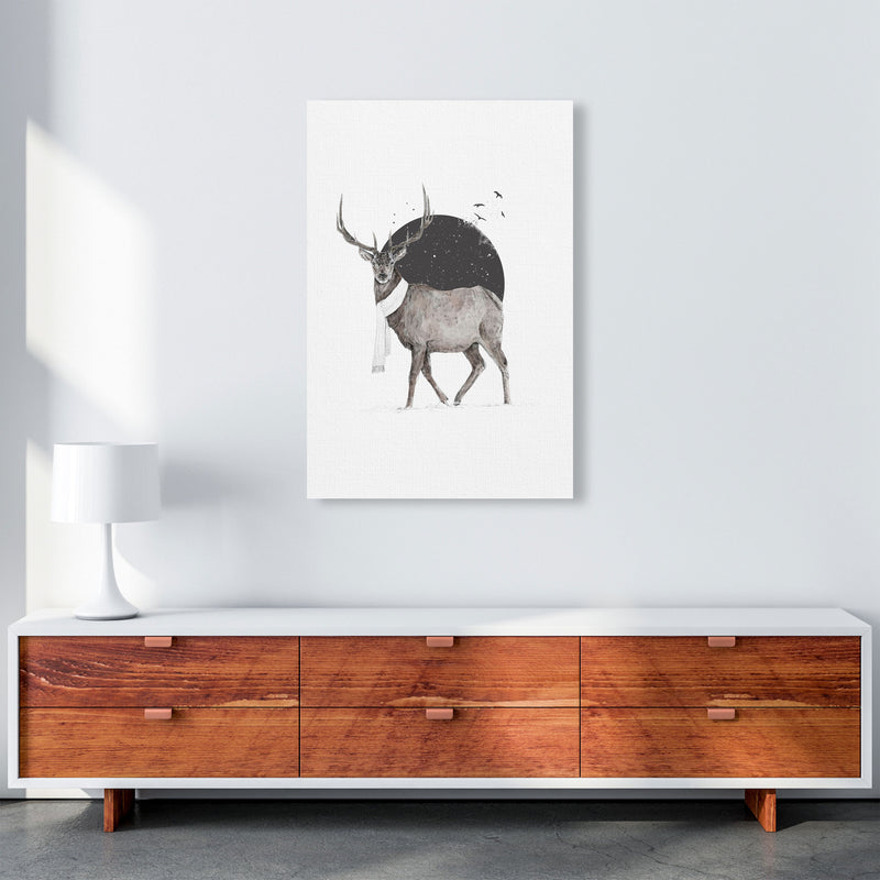 Winter Is All Around Stag Colour Animal Art Print by Balaz Solti A1 Canvas