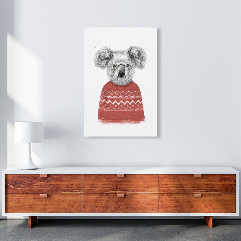 Winter Koala Red Animal Art Print by Balaz Solti A1 Canvas