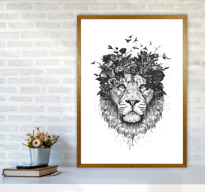 Floral Lion B&W Animal Art Print by Balaz Solti A1 Print Only