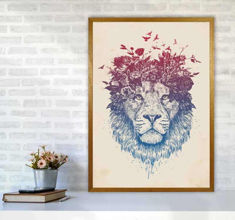 Floral Lion Animal Art Print by Balaz Solti A1 Print Only