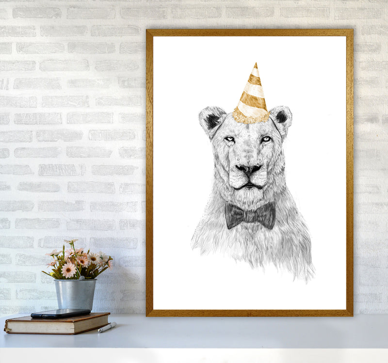 Get The Party Started Lion Colour Animal Art Print by Balaz Solti A1 Print Only