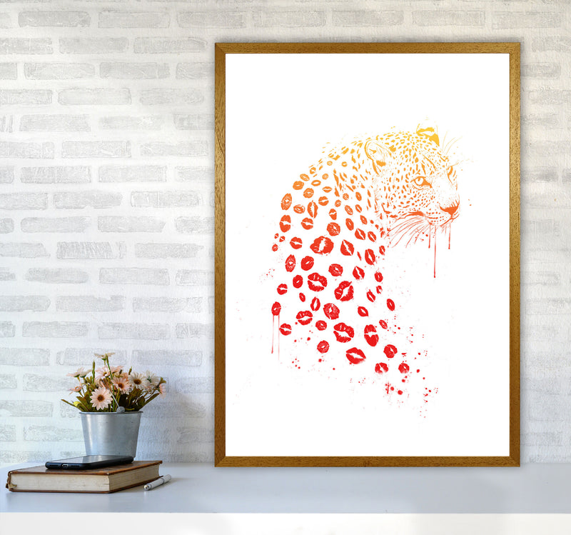 Kiss Me Leopard Animal Art Print by Balaz Solti A1 Print Only