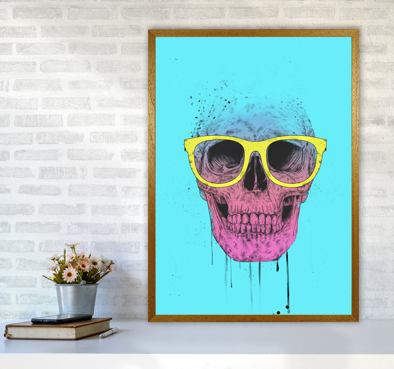 Blue Pop Art Skull With Glasses Art Print by Balaz Solti A1 Print Only