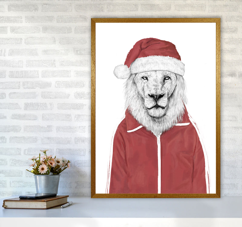 Santa Lion Animal Art Print by Balaz Solti A1 Print Only