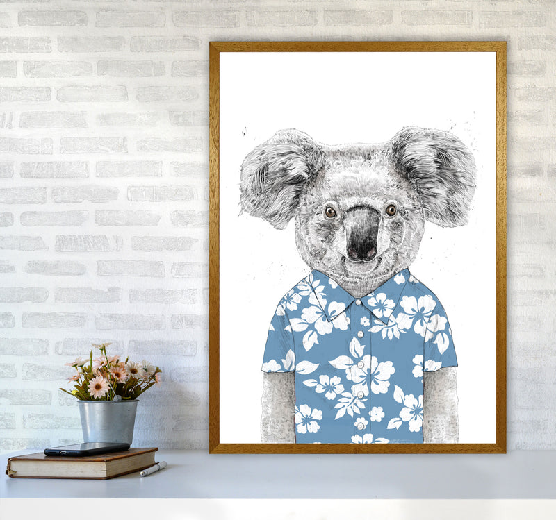 Summer Koala Blue Animal Art Print by Balaz Solti A1 Print Only