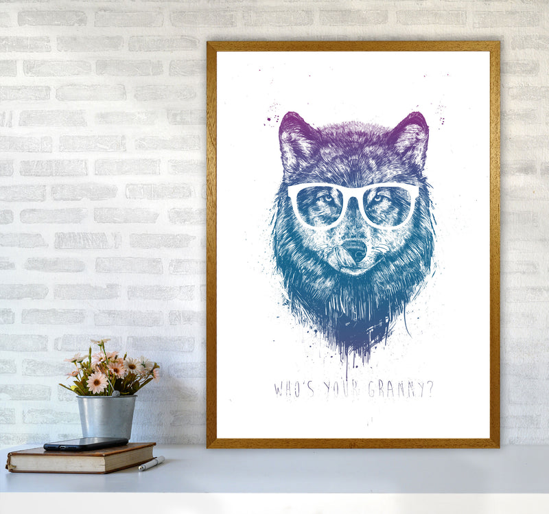 Who's Your Granny? Wolf Colour Animal Art Print by Balaz Solti A1 Print Only
