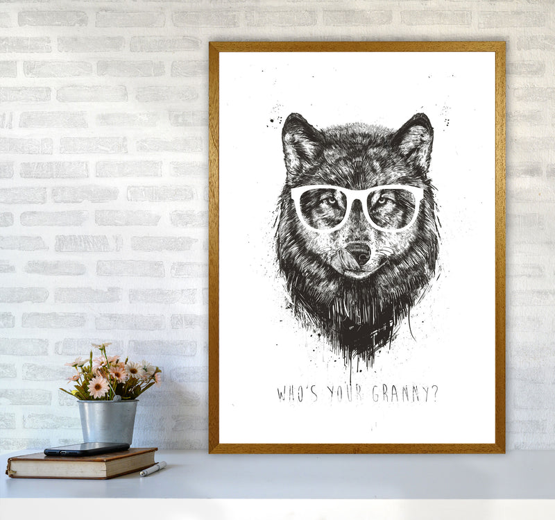 Who's Your Granny? Wolf B&W Animal Art Print by Balaz Solti A1 Print Only