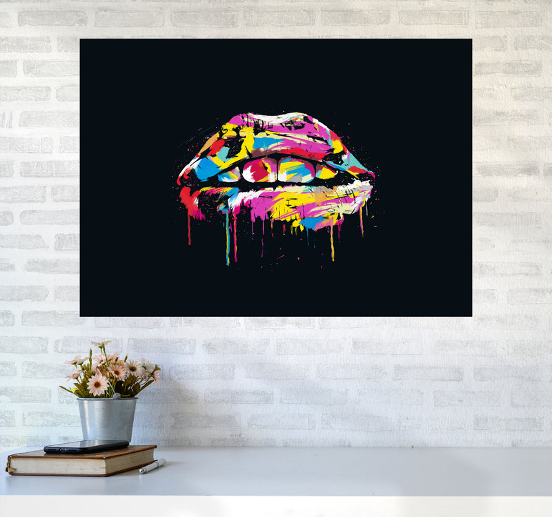 Colourful Lips Modern Art Print by Balaz Solti A1 Black Frame
