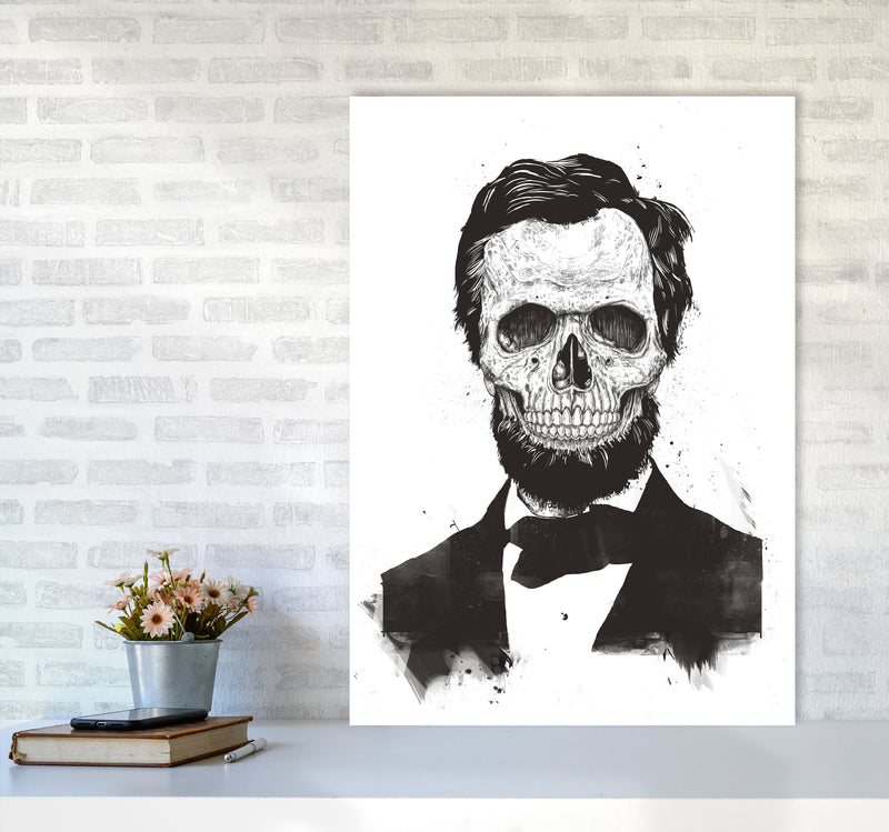 Dead Lincoln Skull B&W Modern Art Print by Balaz Solti A1 Black Frame