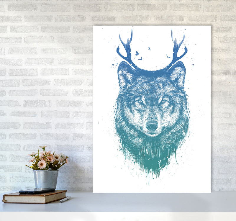 Deer Wolf Animal Art Print by Balaz Solti A1 Black Frame