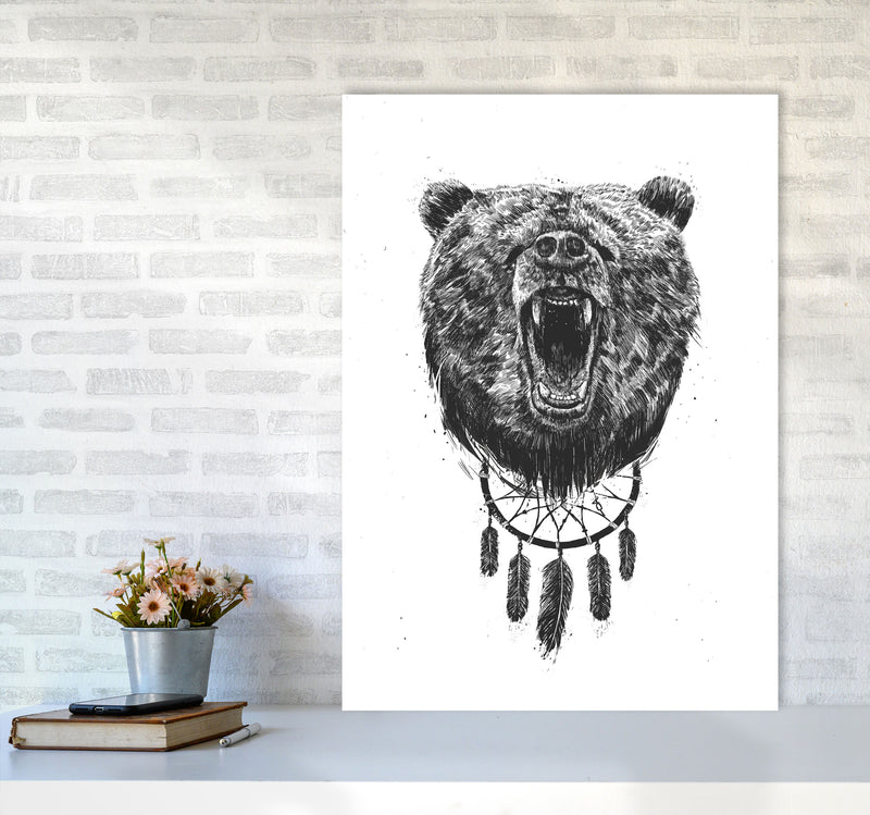 Don't Wake The Bear Animal Art Print by Balaz Solti A1 Black Frame