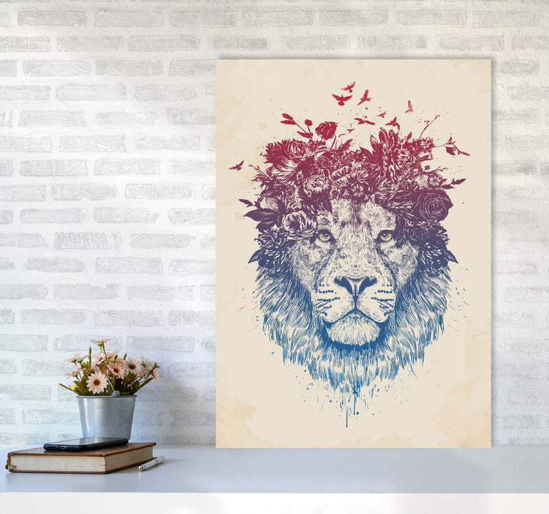 Floral Lion Animal Art Print by Balaz Solti A1 Black Frame