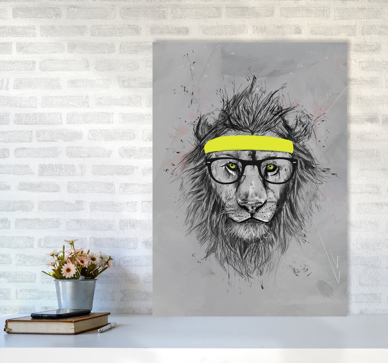 Hipster Lion Animal Art Print by Balaz Solti A1 Black Frame