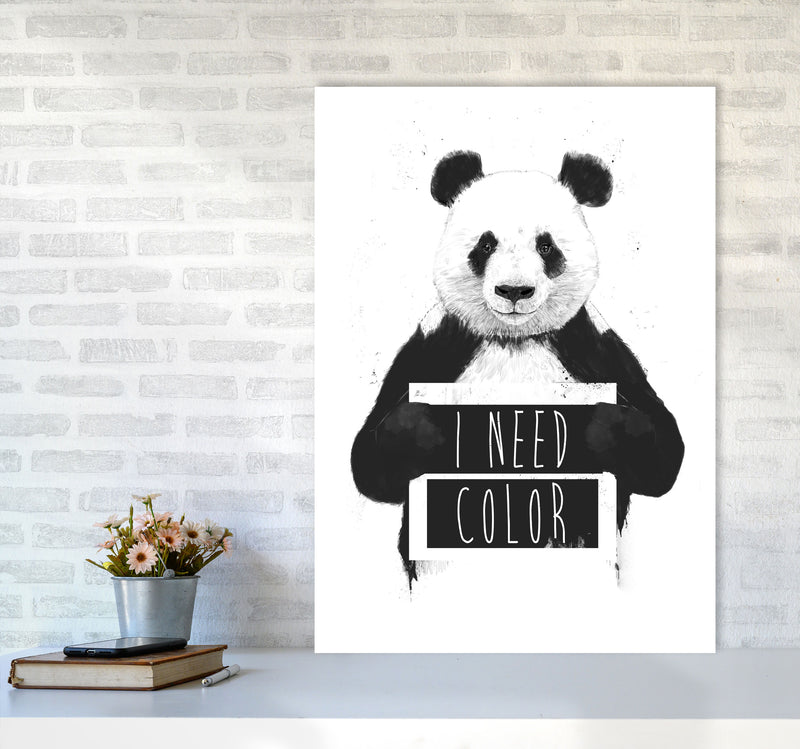 I Need Colour Panda Animal Art Print by Balaz Solti A1 Black Frame