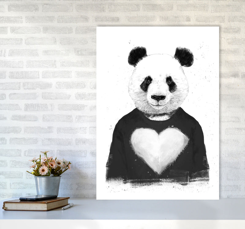 Lovely Panda Animal Art Print by Balaz Solti A1 Black Frame