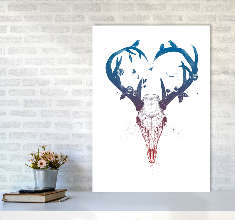 Never-ending Love Deer Skull Animal Art Print by Balaz Solti A1 Black Frame
