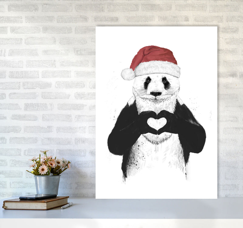 Santa Panda Animal Art Print by Balaz Solti A1 Black Frame