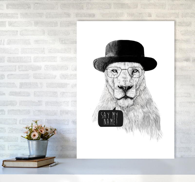 Say My name Lion Animal Art Print by Balaz Solti A1 Black Frame