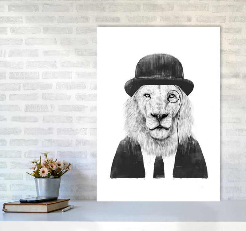 Sir Lion Animal Art Print by Balaz Solti A1 Black Frame