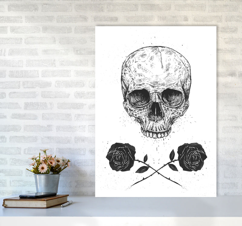 Skull And Roses Gothic Art Print by Balaz Solti A1 Black Frame