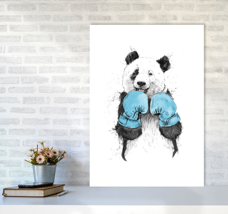 The Winner Boxing Panda Animal Art Print by Balaz Solti A1 Black Frame
