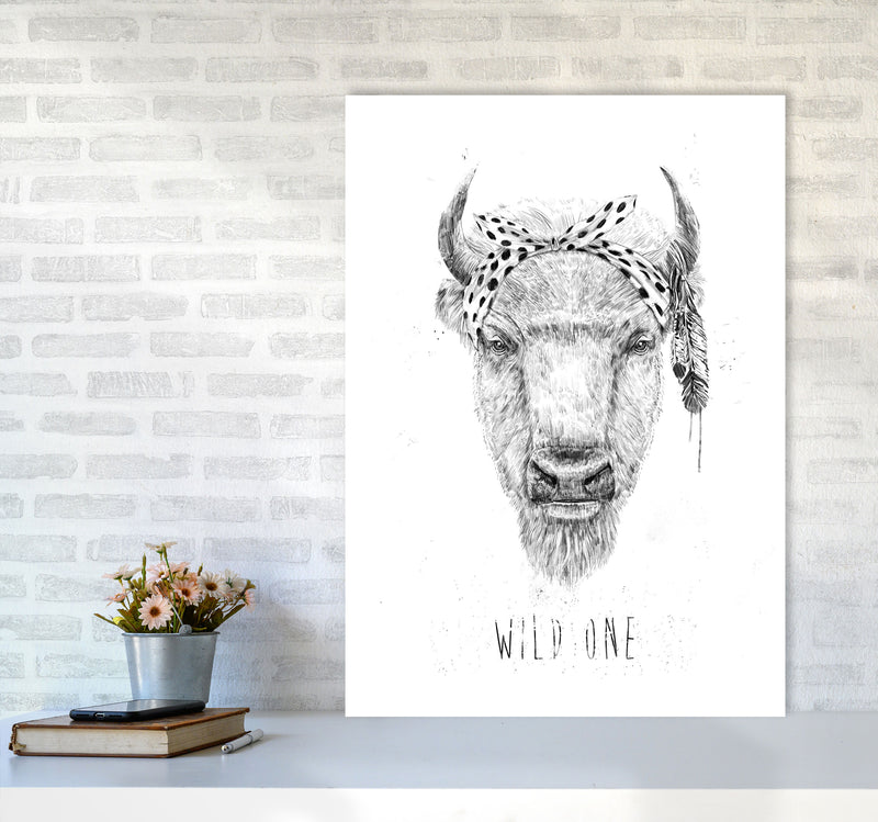 Wild One Buffalo Animal Art Print by Balaz Solti A1 Black Frame
