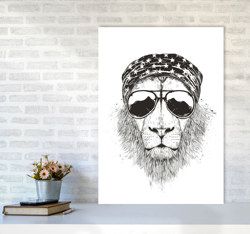 Wild Lion B&W Animal Art Print by Balaz Solti A1 Black Frame