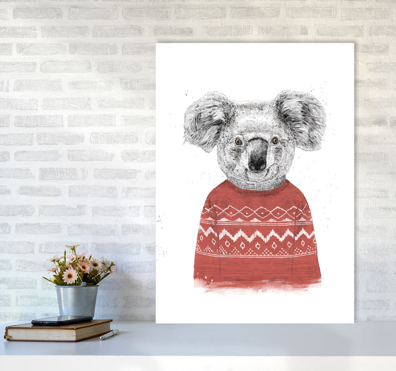 Winter Koala Red Animal Art Print by Balaz Solti A1 Black Frame