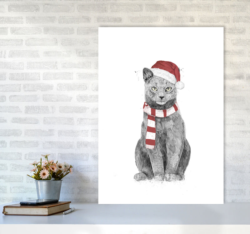Christmas Cat Animal Art Print by Balaz Solti A1 Black Frame