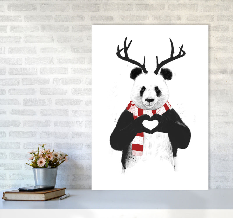 Christmas Panda Animal Art Print by Balaz Solti A1 Black Frame