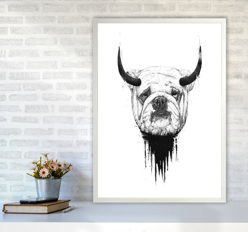 Bulldog Horns Animal Art Print by Balaz Solti A1 Oak Frame
