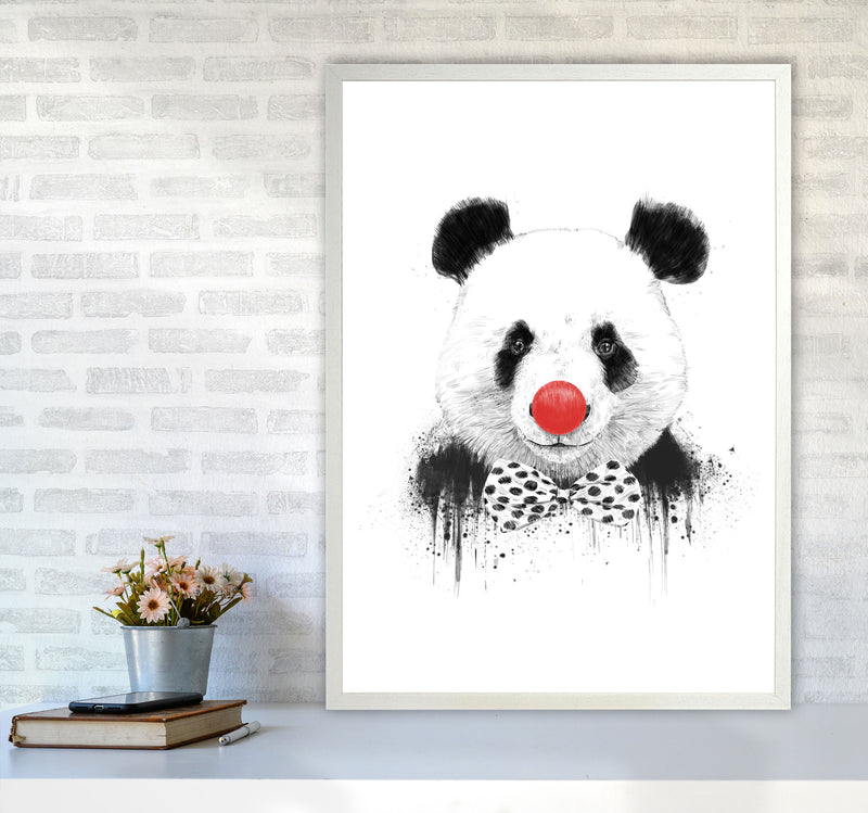 Clown Panda Animal Art Print by Balaz Solti A1 Oak Frame