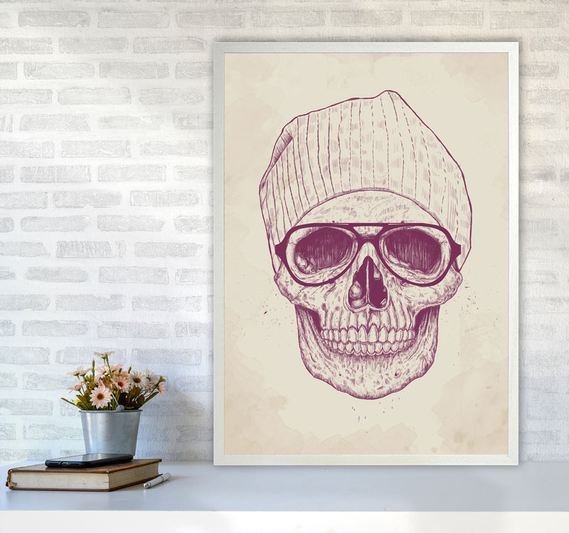 Cool Hipster Skull Gothic Art Print by Balaz Solti A1 Oak Frame
