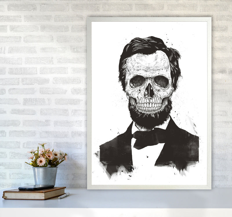 Dead Lincoln Skull B&W Modern Art Print by Balaz Solti A1 Oak Frame