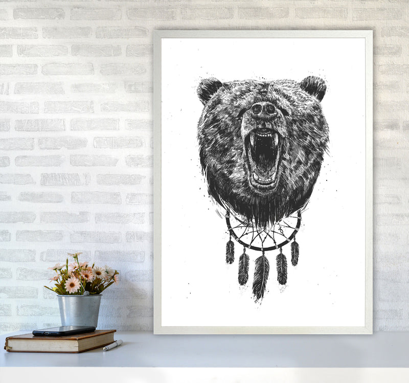 Don't Wake The Bear Animal Art Print by Balaz Solti A1 Oak Frame