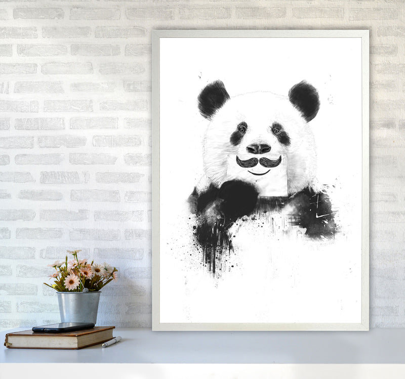 Funny Panda Animal Art Print by Balaz Solti A1 Oak Frame