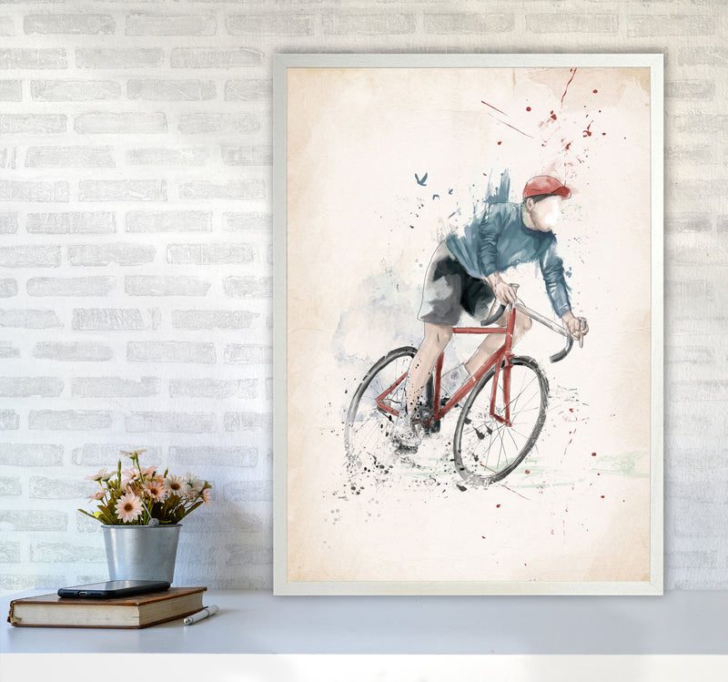 I Want To Ride My Bicycle Art Print by Balaz Solti A1 Oak Frame